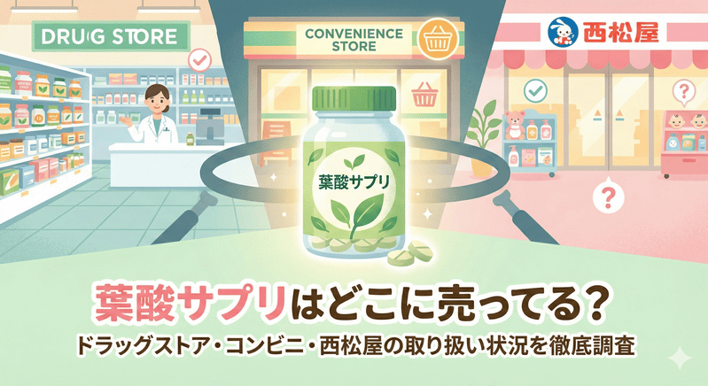 葉酸サプリはどこに売ってる？ドラッグストア・コンビニ・西松屋の取り扱い状況を徹底調査