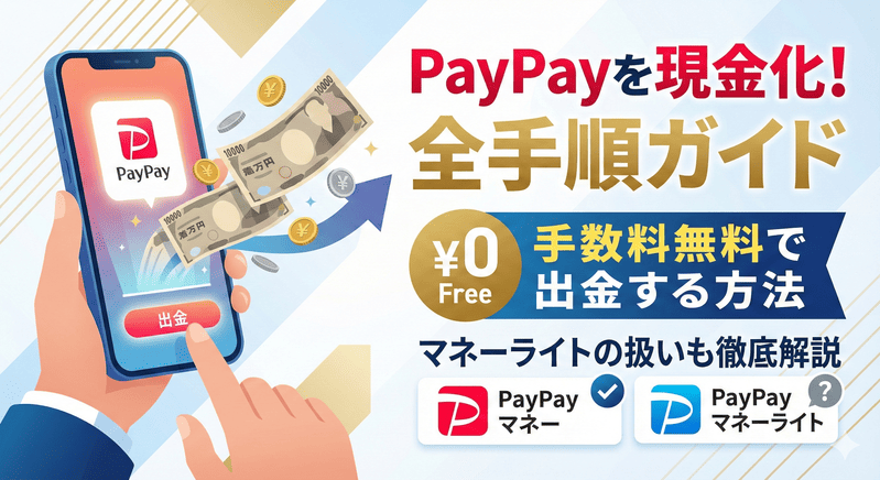 PayPayを現金化する全手順！手数料無料で出金する方法とマネーライトの扱いについて
