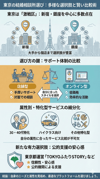 東京の結婚相談所選び:大手・特化型から公的支援まで